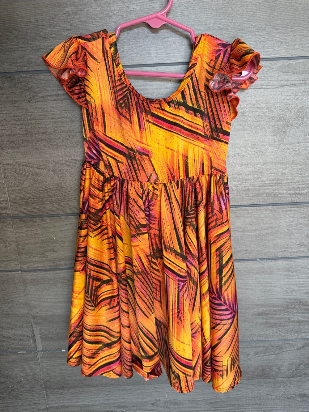 Dot Dot Smile Bright Orange & Pink Tropical Flutter Dress